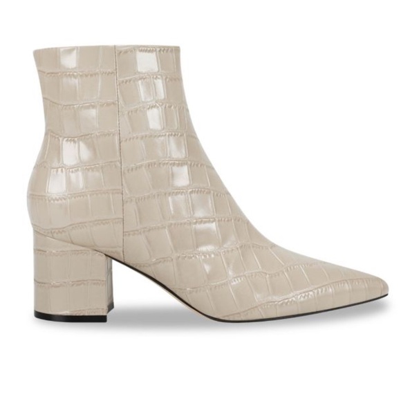 Marc Fisher Shoes - Marc fisher tan cream jarli 4 croc-embossed leather ankle booties